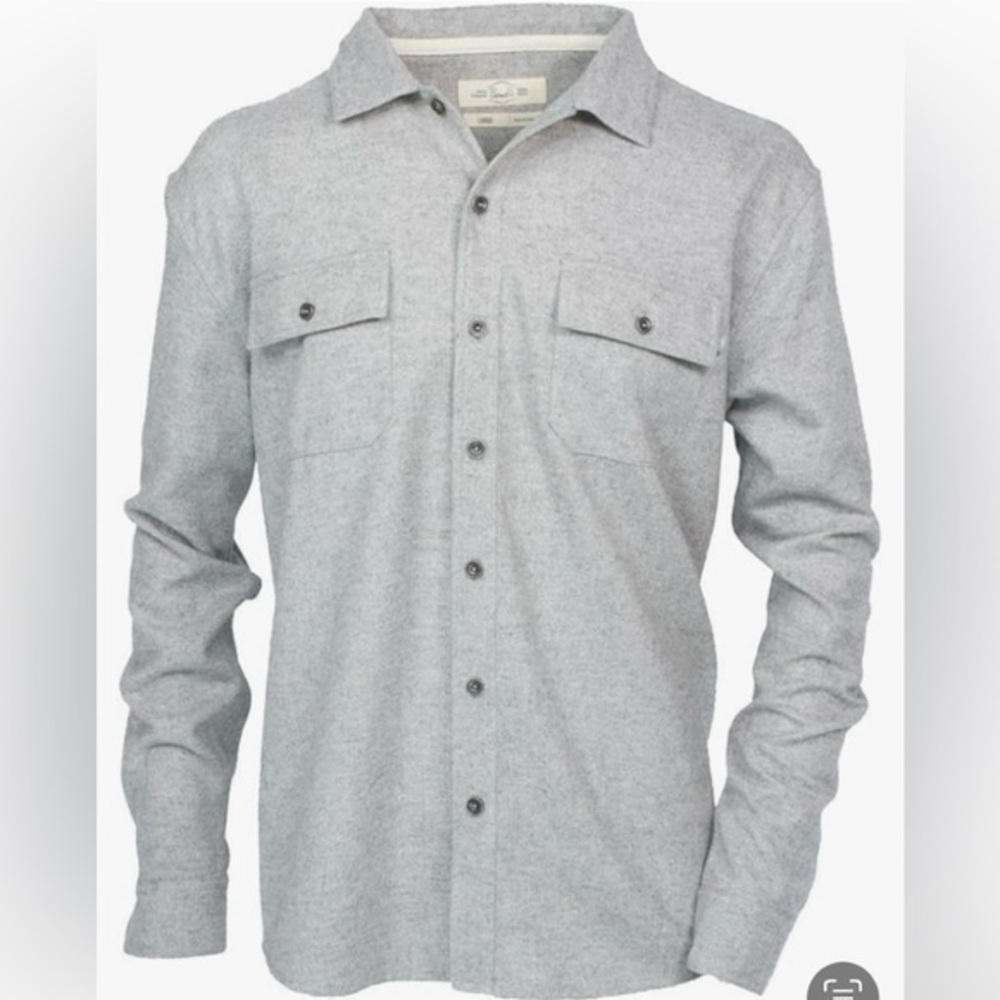 PURNELL wool blend herringbone double pocket button front shirt L